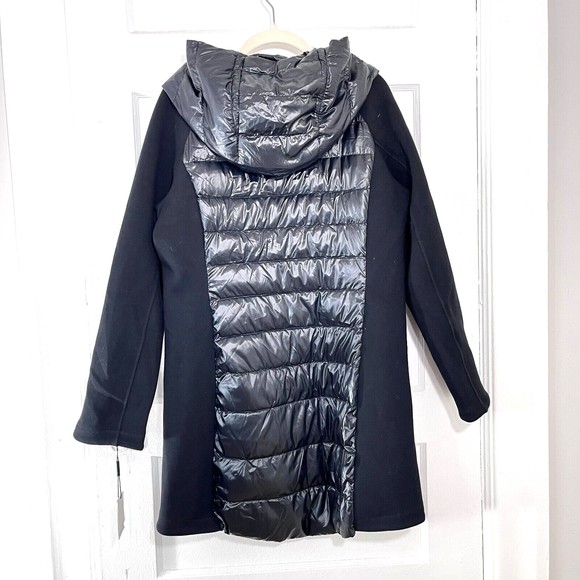 Calvin Klein Down Jacket Women Large Stretch Feather Panels Hooded Winter Parka - Picture 2 of 15